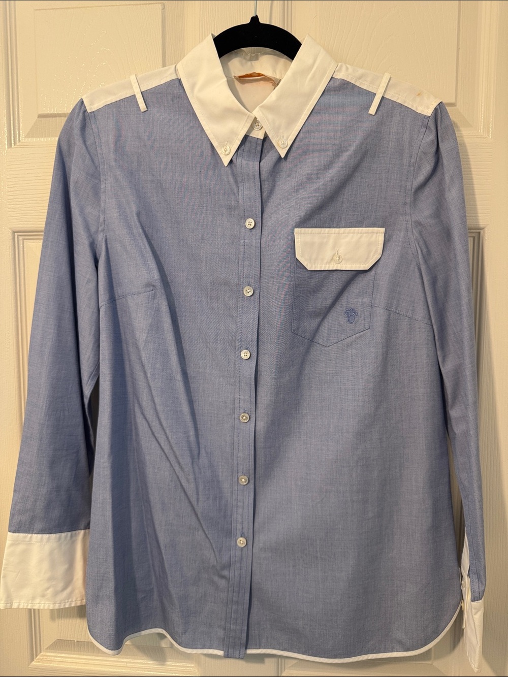 Tory Burch Light Blue Dress Shirt with White Trim